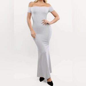 Popilush Elegant Off-Shoulder Light Gray Dress W/shapewear,  size 3X NWOT